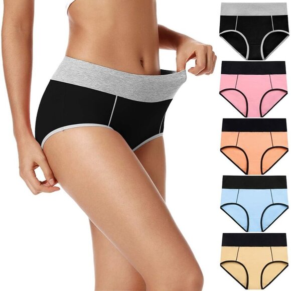 Women's Cotton Underwear High Waist Full Coverage Breathable Postpartum Panties